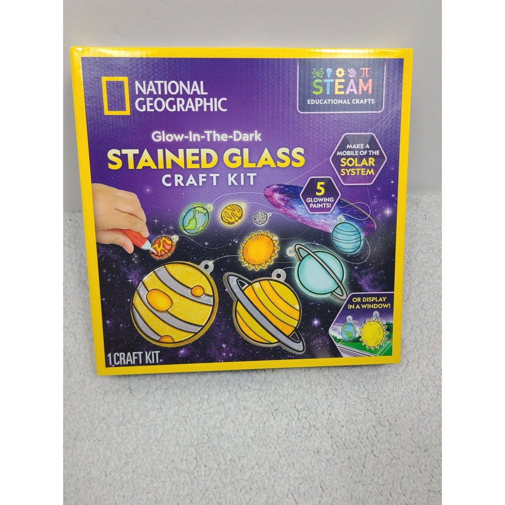 National Geographic Glow-In-The-Dark Stained Glass Solar System Craft Kit STEAM